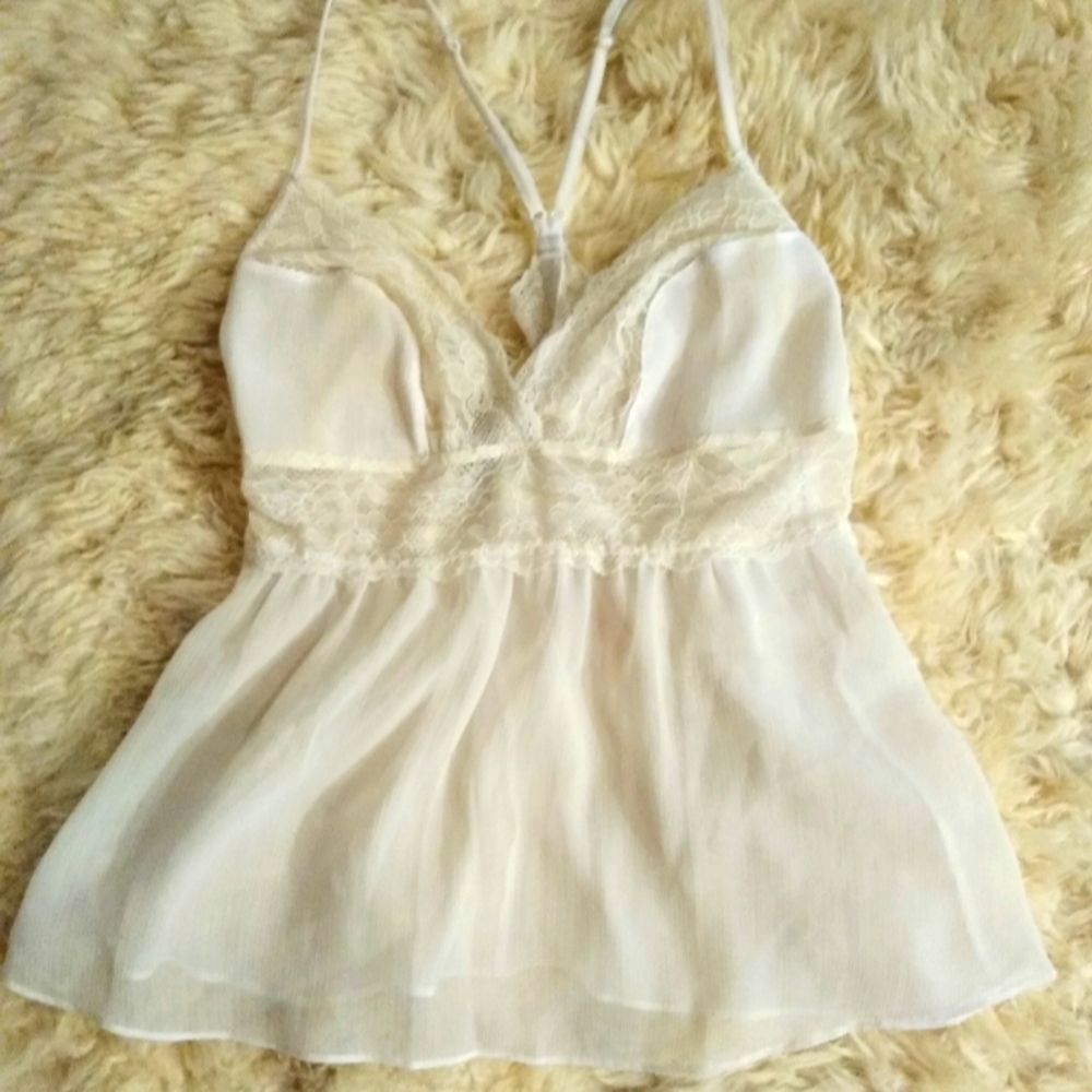 Adore Me sheer white babydoll sleepwear top